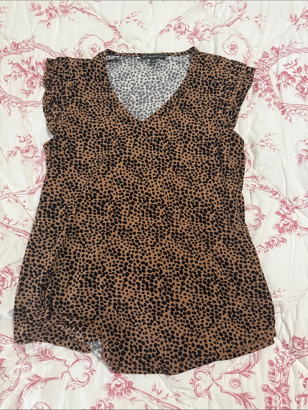 Adrianna Papell Brown Leopard-Print V-Neck Sleeveless Top